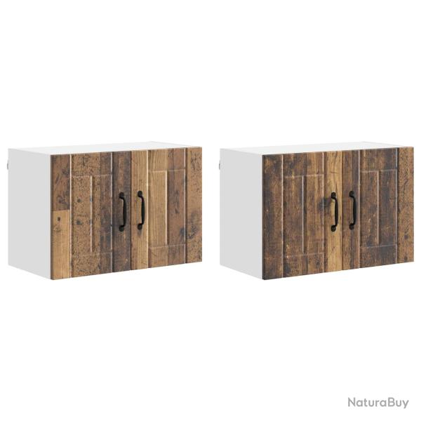 Lot de 2 armoires murales de cuisine minimalistes pratiques rangement 60 x 31 x 40 cm en bois d'ing