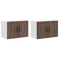 Lot de 2 armoires murales de cuisine design moderne avec rangements pratiques 60 x 31 x 40 cm en bo