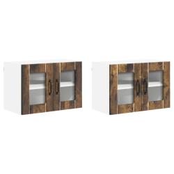 Lot de 2 armoires murales cuisine moderne minimaliste 60 x 31 x 40 cm en bois d'ing&eacute;nierie ch&ecirc;ne fu