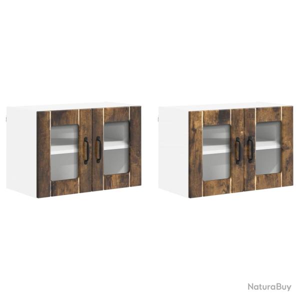 Lot de 2 armoires murales cuisine moderne minimaliste 60 x 31 x 40 cm en bois d'ing�nierie ch�ne fu