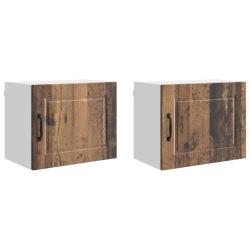 Lot de 2 armoires murales de cuisine modernes avec &eacute;tag&egrave;res 50 x 31 x 40 cm en bois d'ing&eacute;nierie bo