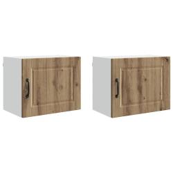 Lot de 2 armoires murales de cuisine rangement pratique moderne 50 x 31 x 40 cm en bois d'ing&eacute;nieri