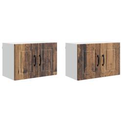 Lot de 2 armoires murales de cuisine en bois ancien 60 x 31 x 40 cm avec &eacute;tag&egrave;res modernes et desig