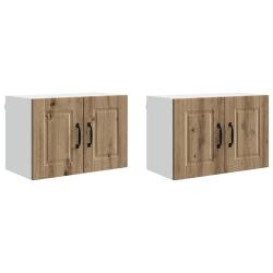 Lot de 2 armoires murales de cuisine moderne 60 x 31 x 40 cm rangement pratique design &eacute;pur&eacute; en boi