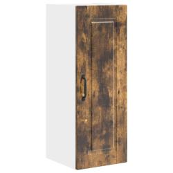 Armoire de cuisine murale moderne rangement pratique 30 x 31 x 80 cm en bois d'ing&eacute;nierie ch&ecirc;ne fum