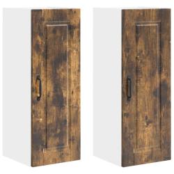 Lot de 2 armoires murales de cuisine moderne avec 6 &eacute;tag&egrave;res 30 x 31 x 80 cm en bois d'ing&eacute;nierie c