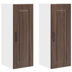 Lot de 2 armoires murales de cuisine modernes avec 6 &eacute;tag&egrave;res 30 x 31 x 80 cm en bois d'ing&eacute;nierie