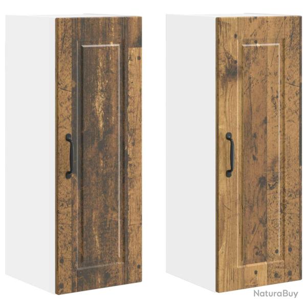 Lot de 2 armoires murales de cuisine modernes 30 x 31 x 80 cm avec 4 portes et 6 �tag�res en bois d