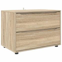 Armoire de rangement rectangulaire pratique minimaliste 80 x 48 x 57 cm en bois d'ing&eacute;nierie ch&ecirc;ne