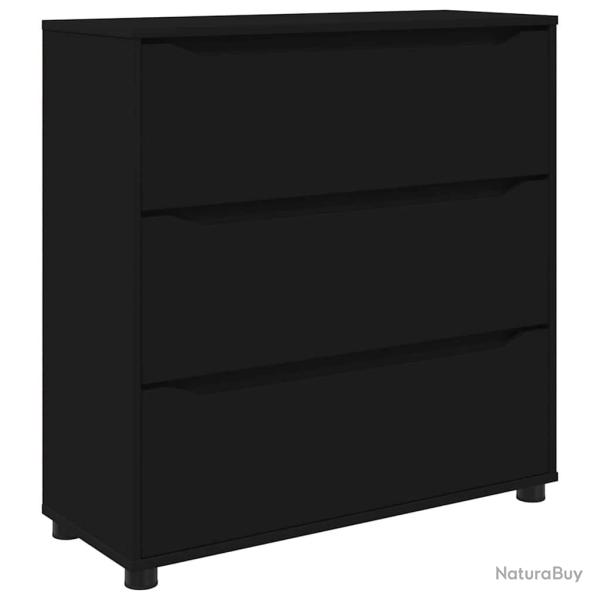 Armoire de rangement rectangulaire minimaliste pratique 80 x 31 x 81 cm en bois d'ing�nierie noir 0
