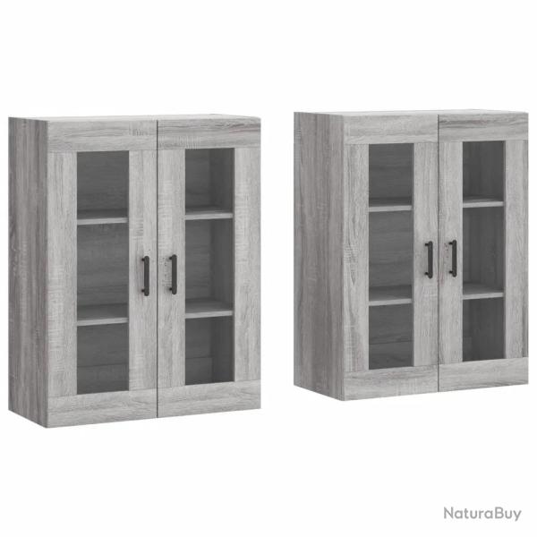Lot de 2 armoires murales rangement pratique design moderne 69,5 x 34 x 90 cm en bois d'ing�nierie