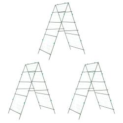 Lot de 3 treillis de jardin pour plantes grimpantes ajustable 99 x 90 x 175,5 cm en acier vert 02_0