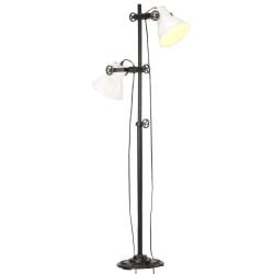 Lampadaire avec 2 abat-jour r&eacute;glables style industriel int&eacute;rieur 28 x 140 cm en fonte blanche 02_00