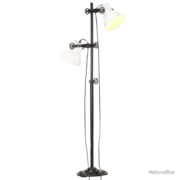 Lampadaire avec 2 abat-jour r�glables style industriel int�rieur 28 x 140 cm en fonte blanche 02_00