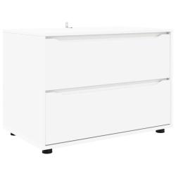 Armoire de rangement minimaliste fonctionnelle 80 x 48 x 57 cm en bois d'ing&eacute;nierie blanc 02_0054591