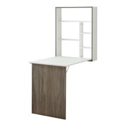 Bureau table poste de travail mural pliant 72 x 77 x 59 cm blanc effet bois 03_0009060