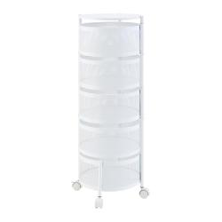 Chariot de service desserte cuisine salon meuble de rangement &agrave; 5 niveaux acier 90 x 33 cm blanc 03