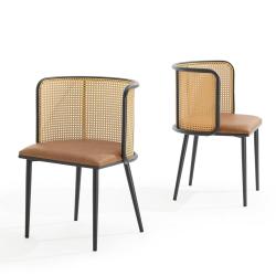 Lot de 2 chaises de salle &agrave; manger salon design moderne cuisine 75 x 52 x 49 cm marron noir 03_0009