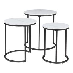 Lot de 3 tables basses gigognes noir effet marbre blanc 03_0009774