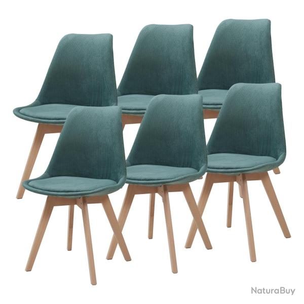 Lot de 6 chaises de salle � manger velours c�tel� vert fonc� 03_0009896