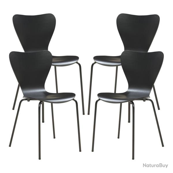 Lot de 4 chaises de salle � manger moderne design robuste noir 03_0009813