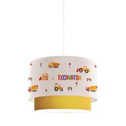 Lampe lampadaire suspension pour enfant motif d'engins de chantier blanc or 03_0010742