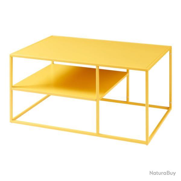 Table basse console d'appoint salon rectangulaire 45 x 90 x 60 cm jaune 03_0010858