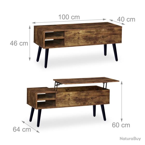 Table basse multifonctionnelle avec rangement pratique 46 x 100 x 40 cm en bois agglom�r� marron 13