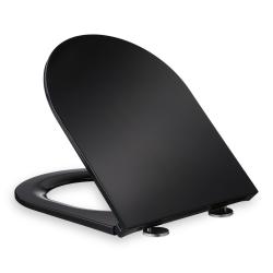 Abattant WC en forme de D amovible facile &agrave; nettoyer frein de chute 49 x 37 x 5 cm en r&eacute;sine thermo