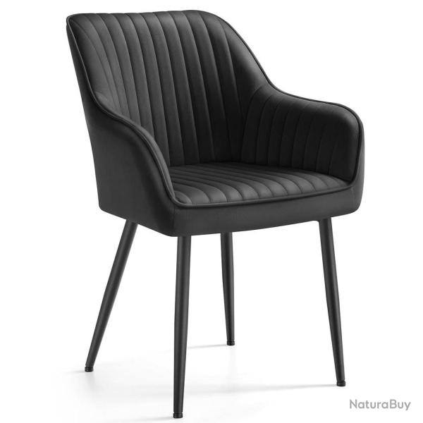 Chaise de salle � manger fauteuil si�ge rembourr�e avec accoudoirs largeur d'assise 49 cm pieds en