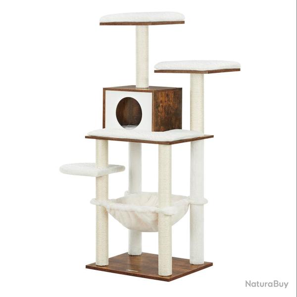 Arbre � chat tour de jeux 138 cm niche marron rustique 12_0003889