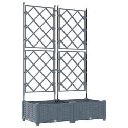 Lot de 2 cache-pots de jardin design moderne 80 x 40 x 125,5 cm durable en acier gris clair 02_0058