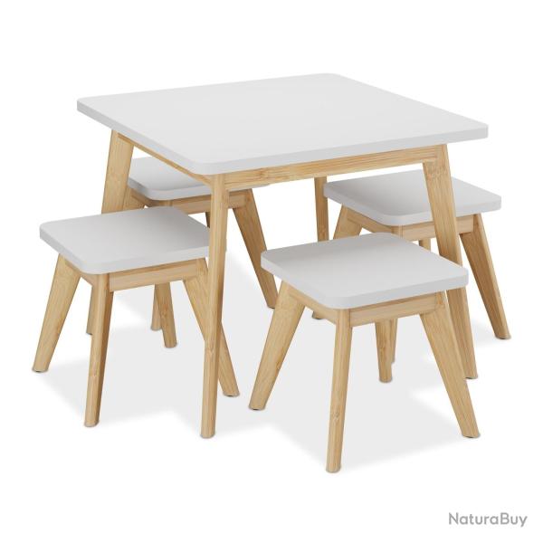 Table basse ronde moderne enfants 80 x 80 x 50 cm confort ergonomique en bois blanc 13_0016463