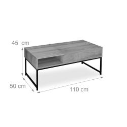 Table basse pliable moderne avec plateau relevable 60 x 110 x 77,5 cm en agglom&eacute;r&eacute; blanc 13_0015739