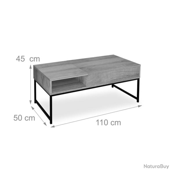 Table basse pliable moderne avec plateau relevable 60 x 110 x 77,5 cm en agglom�r� blanc 13_0015739