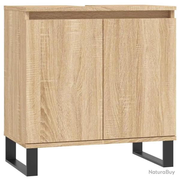 Armoire de bain avec rangements 58 x 33 x 60 cm style industriel finition lisse en bois d'ing�nieri