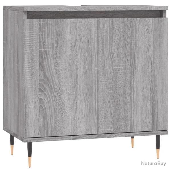 Armoire de bain moderne pratique rangement 58 x 33 x 60 cm en bois d'ing�nierie sonoma gris 02_0049