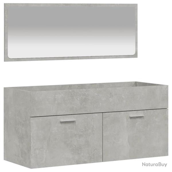 Armoire de bain murale avec miroir grand espace de rangement 100 x 38,5 x 46 cm en bois d'ing�nieri