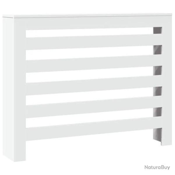 Cache-radiateur moderne � lattes horizontales d�co salon 104 x 20 x 82 cm en bois d'ing�nierie blan