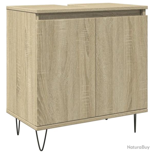 Armoire de bain ch�ne sonoma 58 x 33 x 60 cm grand espace de rangement style industriel en bois ch�