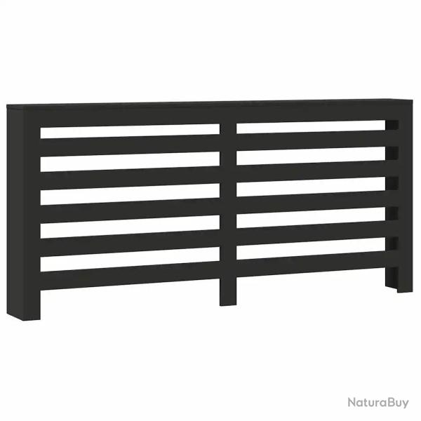 Cache-radiateur moderne �tag�re d�corative salon 175 x 20 x 82 cm en bois d'ing�nierie noir 02_0049