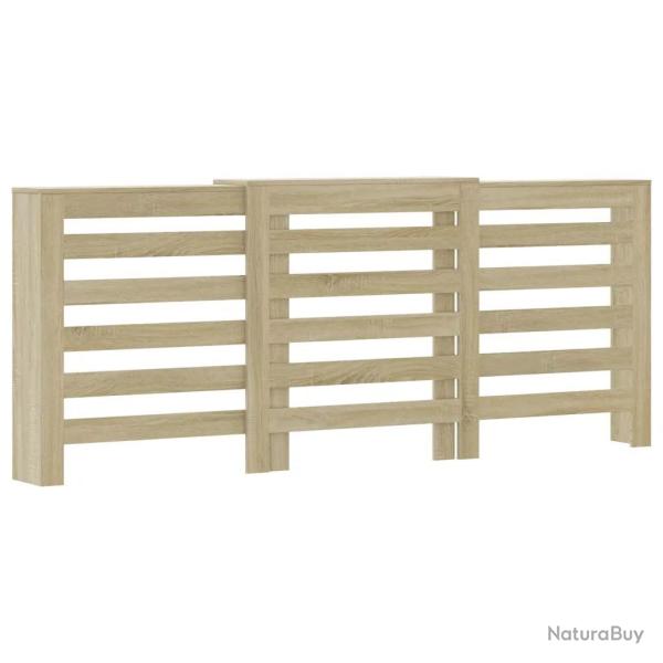 Cache-radiateur �tag�re moderne avec lattes 205 x 21,5 x 83,5 cm en bois d'ing�nierie ch�ne sonoma