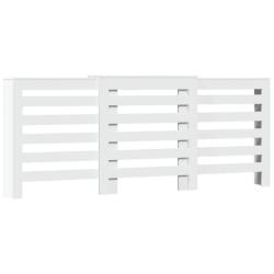 Cache-radiateur blanc vertical moderne avec &eacute;tag&egrave;re d&eacute;corative 205 x 21,5 x 83,5 cm en bois d'ing&eacute;n