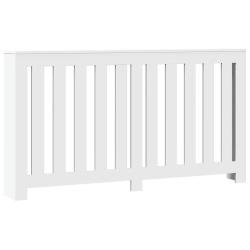 Cache-radiateur moderne pratique avec &eacute;tag&egrave;re 149 x 20 x 82 cm en bois d'ing&eacute;nierie blanc 02_0049825