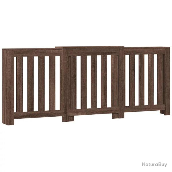 Cache-radiateur �tag�re moderne lattes d�coration salon 205 x 21,5 x 83,5 cm en bois d'ing�nierie c