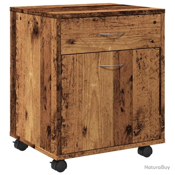 Armoire � roulettes multifonctionnelle espace de rangement chaul� 45 x 38 x 54 cm en bois d'ing�nie