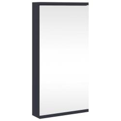 Armoire de bain &agrave; miroir d'angle murale avec rangement 30 x 24 x 60 cm design &eacute;pur&eacute; en bois gris 02