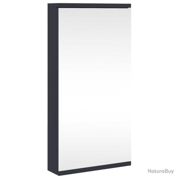 Armoire de bain � miroir d'angle murale avec rangement 30 x 24 x 60 cm design �pur� en bois gris 02