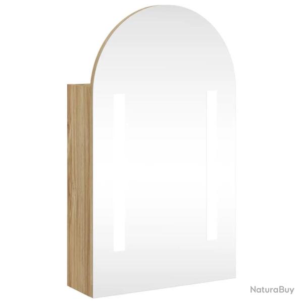 Armoire de bain � miroir LED design �pur� murale 42 x 13 x 70 cm avec �tag�res r�glables en bois ch