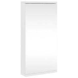 Armoire de bain &agrave; miroir d'angle design &eacute;pur&eacute; 30 x 24 x 60 cm en bois d'ing&eacute;nierie blanc 02_0047277